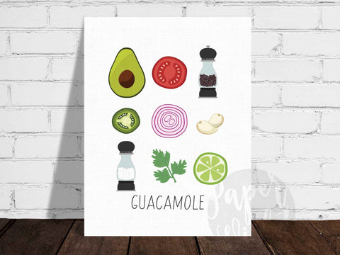 Guacamole Ingredients Print